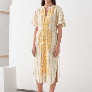 & Other Stories Embroidered V-neck Cotton Kaftan